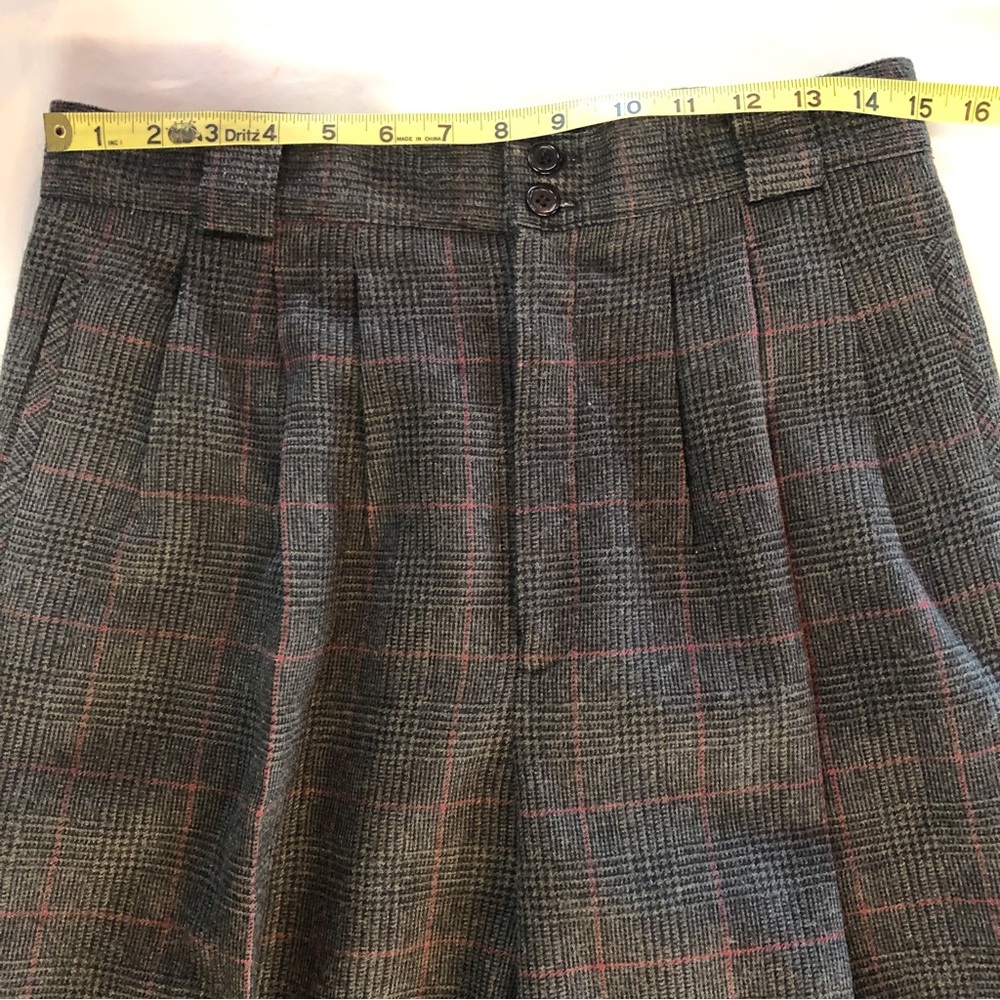 Vintage Giorgio Sant’Angelo Glen Check Plaid Wool Pants Gray Red - Picture 13 of 17
